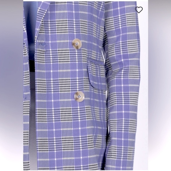 Princess Polly Mrs Nancy Blazer blue check plaid print - Picture 5 of 11